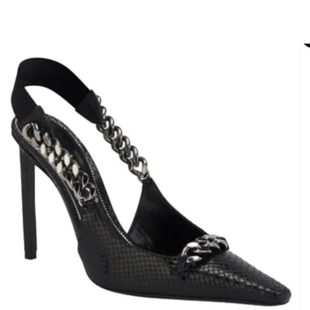 Tom Ford python slingback chain black pumps 39 9